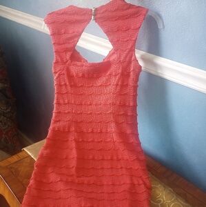 Guess coral Cut Out Ruffled Halter Dress